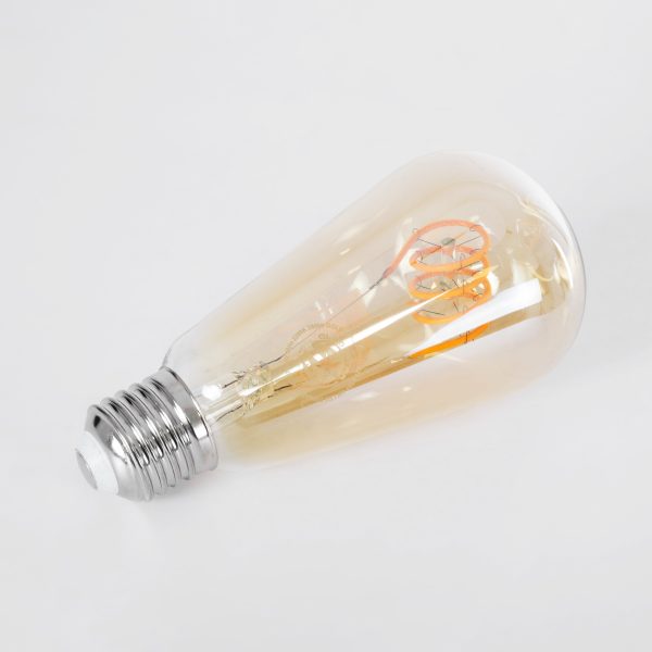 99141 Λάμπα LED Soft T Spiral Filament E27 ST64 Αχλάδι 4W 280lm 360° AC 220-240V IP20 Φ6.4 x Υ14cm Ultra Θερμό Λευκό 2200K με Μελί Γυαλί Dimmable - 3 Χρόνια Εγγύηση - Image 3