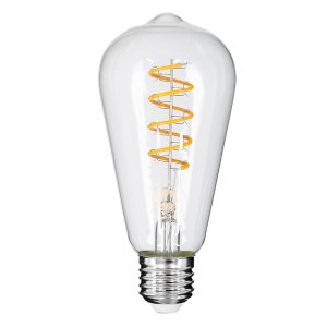 99143 Λάμπα LED Soft S Spiral Filament E27 ST64 Αχλάδι 4W 300lm 360° AC 220-240V IP20 Φ6.4 x Υ14cm Θερμό Λευκό 2700K με Διάφανο Γυαλί – Dimmable – 3 Χρόνια Εγγύηση
