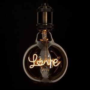 99252 Λάμπα LED Ultra Thin Soft S Spiral Letter Filament E27 G125 LOVE Γλόμπος 2.4W 204lm 360° AC 220-240V IP20 Φ12.5 x Υ18cm Ultra Θερμό Λευκό 2200K με Μελί Γυαλί – Dimmable – 3 Years Warranty