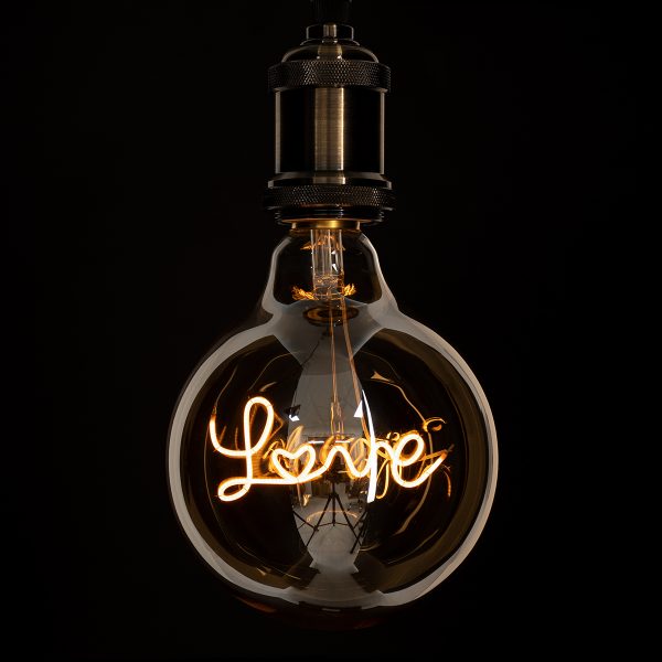 99252 Λάμπα LED Ultra Thin Soft S Spiral Letter Filament E27 G125 LOVE Γλόμπος 2.4W 204lm 360° AC 220-240V IP20 Φ12.5 x Υ18cm Ultra Θερμό Λευκό 2200K με Μελί Γυαλί - Dimmable - 3 Years Warranty