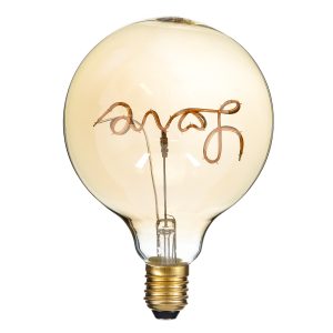 99252 Λάμπα LED Ultra Thin Soft S Spiral Letter Filament E27 G125 LOVE Γλόμπος 2.4W 204lm 360° AC 220-240V IP20 Φ12.5 x Υ18cm Ultra Θερμό Λευκό 2200K με Μελί Γυαλί – Dimmable – 3 Years Warranty