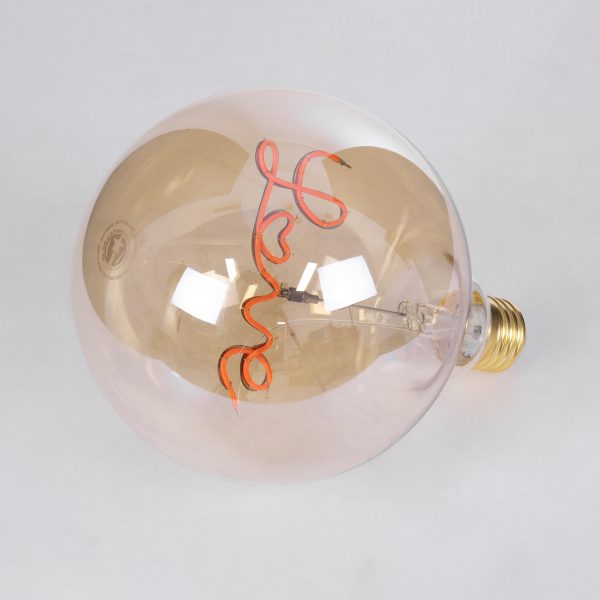 99253 Λάμπα LED Ultra Thin Soft S Spiral Letter Filament E27 G125 LOVE Γλόμπος 2.4W 204lm 360° AC 220-240V IP20 Φ12.5 x Υ18cm Κόκκινο με Μελί Γυαλί - Dimmable - 3 Χρόνια Εγγύηση - Image 3