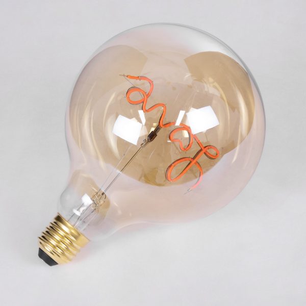 99253 Λάμπα LED Ultra Thin Soft S Spiral Letter Filament E27 G125 LOVE Γλόμπος 2.4W 204lm 360° AC 220-240V IP20 Φ12.5 x Υ18cm Κόκκινο με Μελί Γυαλί - Dimmable - 3 Χρόνια Εγγύηση - Image 4