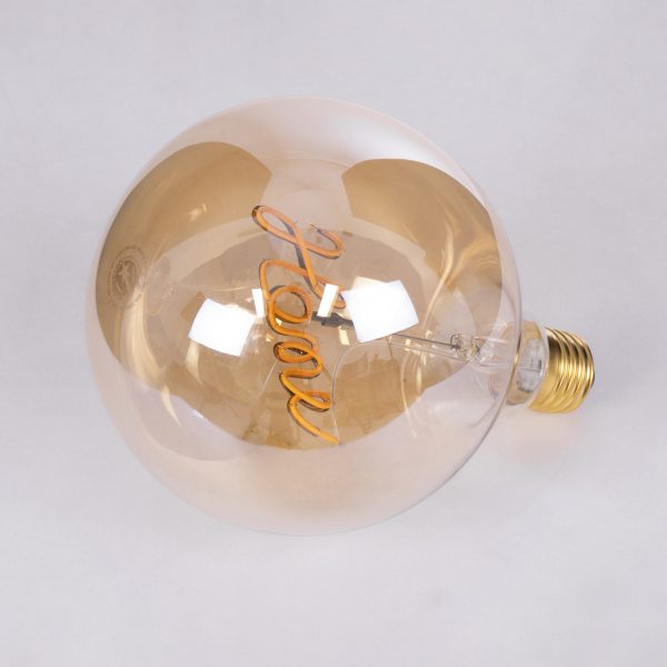 99254 Λάμπα LED Ultra Thin Soft S Spiral Letter Filament E27 G125 HOME Γλόμπος 2.4W 204lm 360° AC 220-240V IP20 Φ12.5 x Υ18cm Ultra Θερμό Λευκό 2200K με Μελί Γυαλί - Dimmable - 3 Years Warranty - Image 3