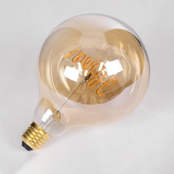 99254 Λάμπα LED Ultra Thin Soft S Spiral Letter Filament E27 G125 HOME Γλόμπος 2.4W 204lm 360° AC 220-240V IP20 Φ12.5 x Υ18cm Ultra Θερμό Λευκό 2200K με Μελί Γυαλί - Dimmable - 3 Years Warranty - Image 4