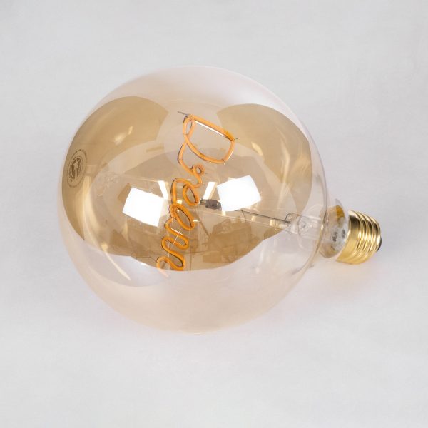 99255 Λάμπα LED Ultra Thin Soft S Spiral Letter Filament E27 G125 DREAM Γλόμπος 2.4W 204lm 360° AC 220-240V IP20 Φ12.5 x Υ18cm Ultra Θερμό Λευκό 2200K με Μελί Γυαλί - Dimmable - 3 Years Warranty - Image 3