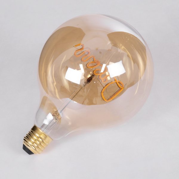 99255 Λάμπα LED Ultra Thin Soft S Spiral Letter Filament E27 G125 DREAM Γλόμπος 2.4W 204lm 360° AC 220-240V IP20 Φ12.5 x Υ18cm Ultra Θερμό Λευκό 2200K με Μελί Γυαλί - Dimmable - 3 Years Warranty - Image 4