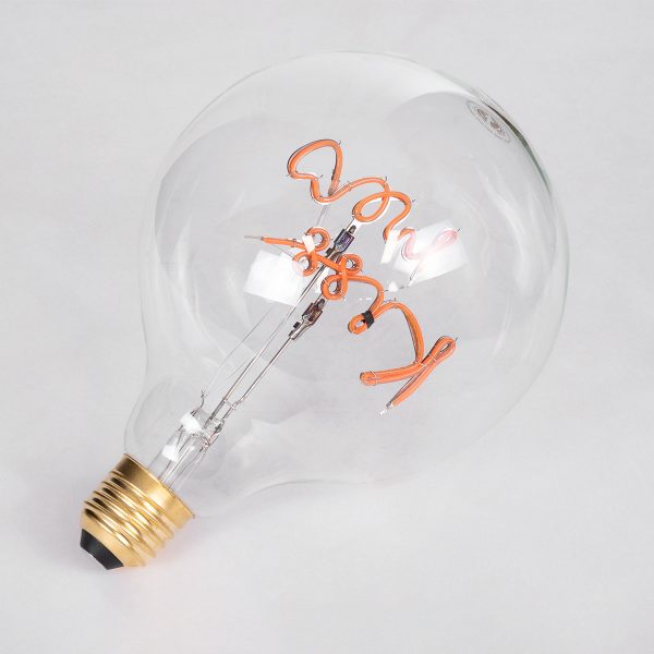 99256 Λάμπα LED Ultra Thin Soft S Spiral Letter Filament E27 G125 KISS ME Γλόμπος 4W 340lm 360° AC 220-240V IP20 Φ12.5 x Υ18cm Ροζ με Διάφανο Γυαλί - Dimmable - 3 Χρόνια Εγγύηση - Image 4