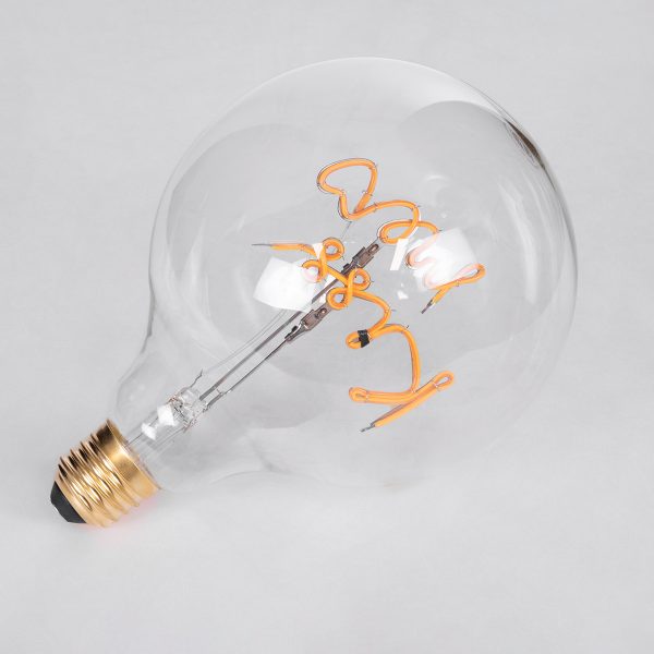 99257 Λάμπα LED Ultra Thin Soft S Spiral Letter Filament E27 G125 KISS ME Γλόμπος 4W 340lm 360° AC 220-240V IP20 Φ12.5 x Υ18cm Ultra Θερμό Λευκό 2200K με Διάφανο Γυαλί - Dimmable - 3 Χρόνια Εγγύηση - Image 4