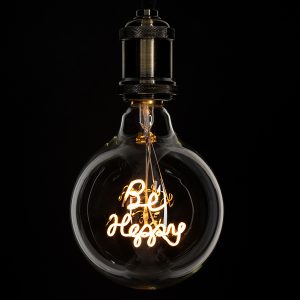 99258 Λάμπα LED Ultra Thin Soft S Spiral Letter Filament E27 G125 BE HAPPY Γλόμπος 4W 340lm 360° AC 220-240V IP20 Φ12.5 x Υ18cm Ultra Θερμό Λευκό 2200K με Διάφανο Γυαλί – Dimmable – 3 Years Warranty