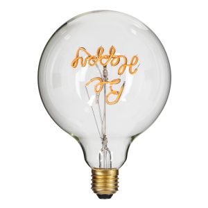 99258 Λάμπα LED Ultra Thin Soft S Spiral Letter Filament E27 G125 BE HAPPY Γλόμπος 4W 340lm 360° AC 220-240V IP20 Φ12.5 x Υ18cm Ultra Θερμό Λευκό 2200K με Διάφανο Γυαλί – Dimmable – 3 Years Warranty