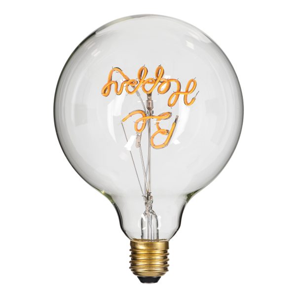 99258 Λάμπα LED Ultra Thin Soft S Spiral Letter Filament E27 G125 BE HAPPY Γλόμπος 4W 340lm 360° AC 220-240V IP20 Φ12.5 x Υ18cm Ultra Θερμό Λευκό 2200K με Διάφανο Γυαλί - Dimmable - 3 Years Warranty - Image 2