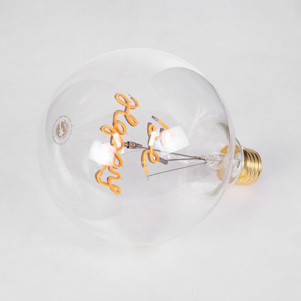 99258 Λάμπα LED Ultra Thin Soft S Spiral Letter Filament E27 G125 BE HAPPY Γλόμπος 4W 340lm 360° AC 220-240V IP20 Φ12.5 x Υ18cm Ultra Θερμό Λευκό 2200K με Διάφανο Γυαλί - Dimmable - 3 Years Warranty - Image 3