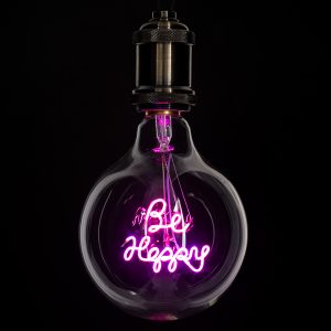 99259 Λάμπα LED Ultra Thin Soft S Spiral Letter Filament E27 G125 BE HAPPY Γλόμπος 4W 340lm 360° AC 220-240V IP20 Φ12.5 x Υ18cm Ροζ με Διάφανο Γυαλί – Dimmable – 3 Years Warranty