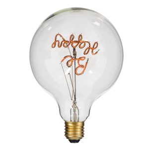 99259 Λάμπα LED Ultra Thin Soft S Spiral Letter Filament E27 G125 BE HAPPY Γλόμπος 4W 340lm 360° AC 220-240V IP20 Φ12.5 x Υ18cm Ροζ με Διάφανο Γυαλί – Dimmable – 3 Years Warranty