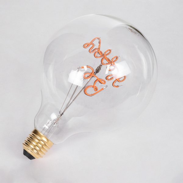 99259 Λάμπα LED Ultra Thin Soft S Spiral Letter Filament E27 G125 BE HAPPY Γλόμπος 4W 340lm 360° AC 220-240V IP20 Φ12.5 x Υ18cm Ροζ με Διάφανο Γυαλί - Dimmable - 3 Years Warranty - Image 4
