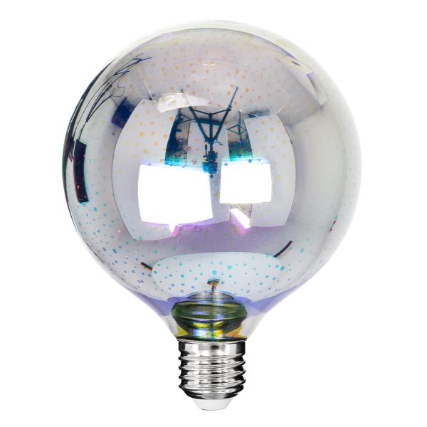 99271 Λάμπα LED Long Filament E27 G125 Γλόμπος 3D GALAXY EFFECT Γλόμπος 3W 201lm 360° AC 220-240V IP20 Φ12.5 x Υ18cm Θερμό Λευκό 2700K με Galaxy Mirror Γυαλί - Dimmable - 3 Χρόνια Εγγύηση - Image 2