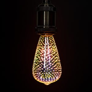 99272 Λάμπα LED Long Filament E27 ST64 Αχλάδι 3D Galaxy Effect 3W 201lm 360° AC 220-240V IP20 Φ6.4 x Υ14cm Θερμό Λευκό 2700K με Galaxy Mirror Γυαλί – Dimmable – 3 Years Warranty