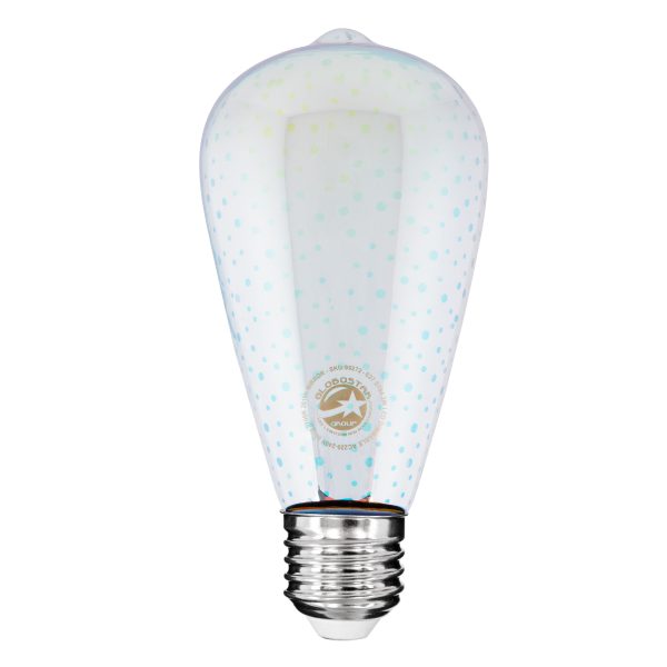 99272 Λάμπα LED Long Filament E27 ST64 Αχλάδι 3D Galaxy Effect 3W 201lm 360° AC 220-240V IP20 Φ6.4 x Υ14cm Θερμό Λευκό 2700K με Galaxy Mirror Γυαλί - Dimmable - 3 Years Warranty - Image 2