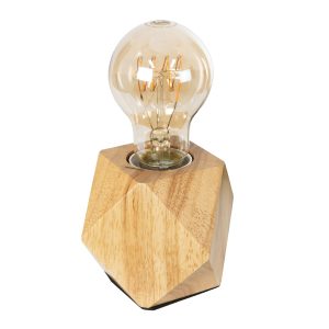 RHOMBUS 99401 Μοντέρνο Επιτραπέζιο Φωτιστικό Πορτατίφ Μονόφωτο 1 x E27 IP20 Μπεζ Ξύλο – M8 x Π8 x Υ8cm
