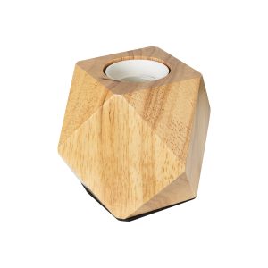RHOMBUS 99401 Μοντέρνο Επιτραπέζιο Φωτιστικό Πορτατίφ Μονόφωτο 1 x E27 IP20 Μπεζ Ξύλο – M8 x Π8 x Υ8cm