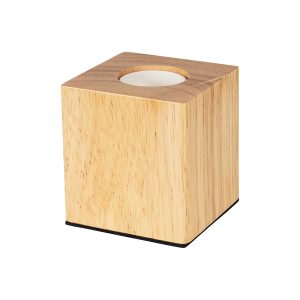 WOODBOX 99405 Μοντέρνο Επιτραπέζιο Φωτιστικό Πορτατίφ Μονόφωτο 1 x E27 IP20 Μπεζ Ξύλο – Μ7.6 x Π7.6 x Υ8.2cm