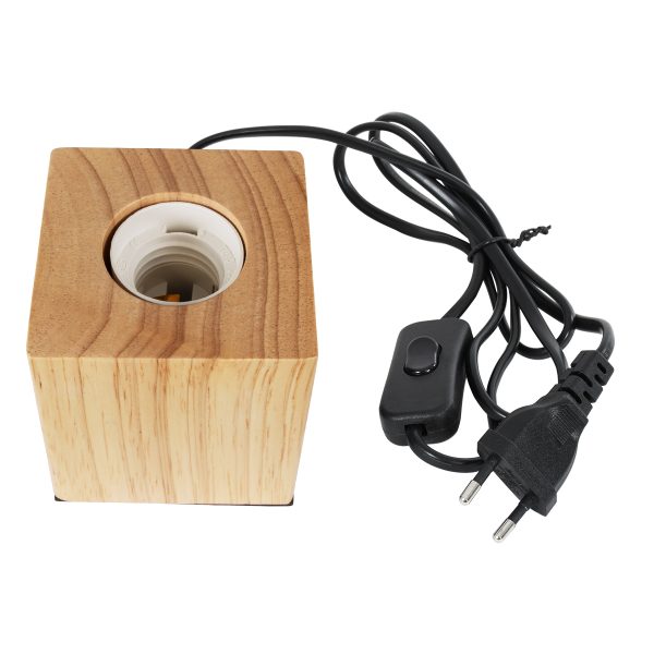 WOODBOX 99405 Μοντέρνο Επιτραπέζιο Φωτιστικό Πορτατίφ Μονόφωτο 1 x E27 IP20 Μπεζ Ξύλο - Μ7.6 x Π7.6 x Υ8.2cm - Image 3