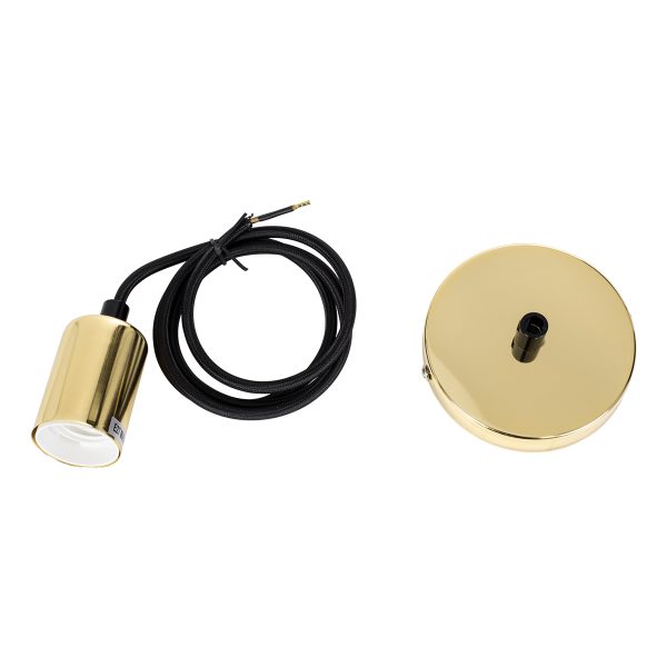 LUMI GOLD 99421 Μοντέρνο Κρεμαστό Φωτιστικό Ανάρτηση Μονόφωτο 1 x E27 IP20 Χρυσό Μέταλλο - Μ4 x Π4 x Υ110cm - Image 4