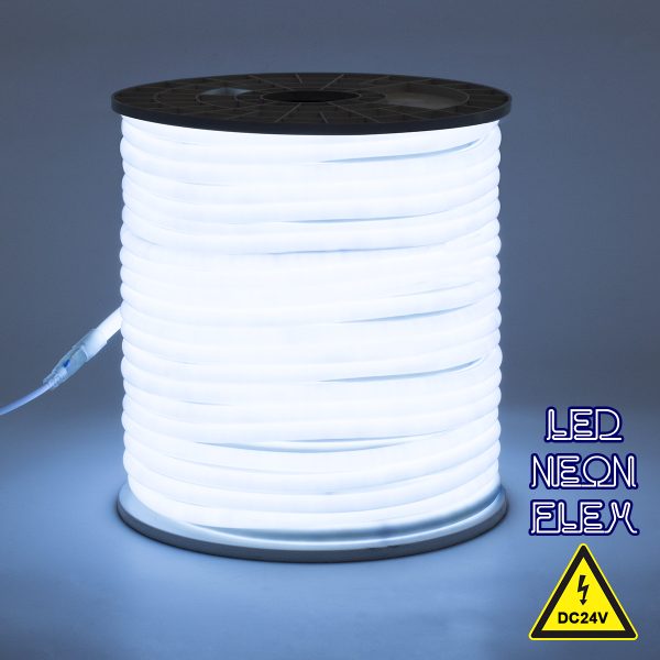 70580 TUBE 360° Degree Neon Flex Epistar LED SMD 2835 1m 12W/m 120LED/m 1200lm/m 360° DC 24V Αδιάβροχη IP68 Ψυχρό Λευκό 6000K Dimmable