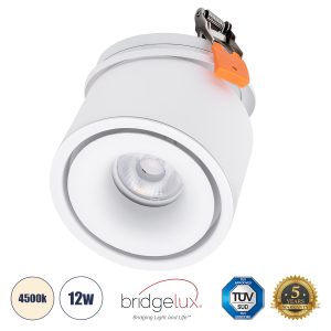OMEGA-R 60294 Χωνευτό LED Spot Downlight TrimLess Φ10cm 12W 1560lm 36° AC 220-240V IP20 Φ10 x Υ8.2cm – Στρόγγυλο – Λευκό – Φυσικό Λευκό 4500K – Bridgelux COB – 5 Years Warranty