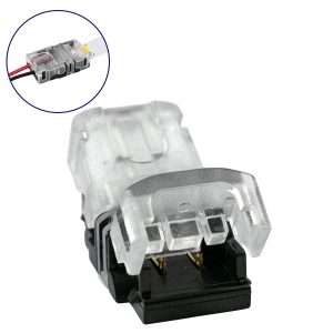 70714 Ταχυσύνδεσμος Ένωσης IP20 – Strip To Cable Connector για Ένωση 1 x Μονόχρωμης Ταινίας LED Πλάτους 8mm με 1 x Καλώδιο Τροφοδοσίας
