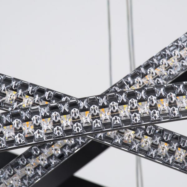 DIAMOND TRIO 61140-DECO Κρεμαστό Φωτιστικό Δαχτυλίδι-Κύκλος LED CCT 150W 18379lm 360° AC 220-240V - Εναλλαγή Φωτισμού μέσω Τηλεχειριστηρίου All In One Ψυχρό 6000k+Φυσικό 4500k+Θερμό 2700k Dimmable Φ60+80+100cm - Μαύρο - 3 Years Warranty - Image 3