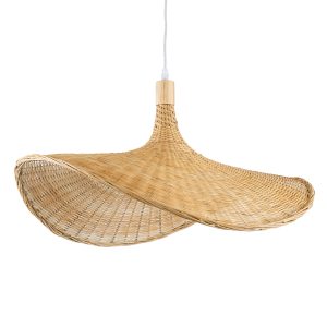 CUBA 01721 Boho Κρεμαστό Φωτιστικό Ανάρτηση Μονόφωτο 1 x E27 IP20 Μπεζ Ξύλο – Μ63 x Π63 x Υ32cm