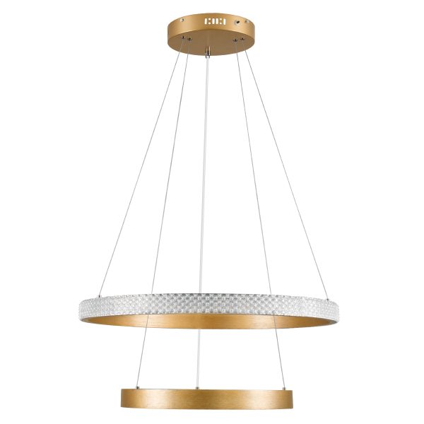 DIAMOND DUO 61151-DECO Κρεμαστό Φωτιστικό Δαχτυλίδι-Κύκλος LED CCT 75W 8743lm 360° AC 220-240V - Εναλλαγή Φωτισμού μέσω Τηλεχειριστηρίου All In One Ψυχρό 6000k+Φυσικό 4500k+Θερμό 2700k Dimmable Φ40+60cm - Χρυσό Βούρτσας - 3 Years Warranty - Image 5