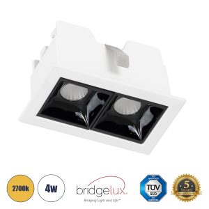 LUMINAR SUPERIOR 60317 Χωνευτό LED Spot Downlight TrimLess 4W 540lm 36° AC 220-240V IP20 Μ7.5 x Π4.3 x Υ4.5cm – Λευκό με Μαύρο Κάτοπτρο – Θερμό Λευκό 2700K – Bridgelux High Lumen Chip Gen2 – TÜV Certified Driver – 5 Years Warranty
