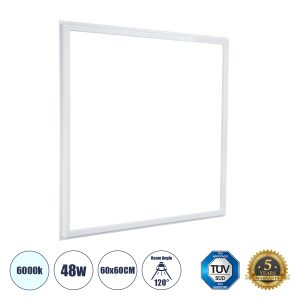 60368 Χωνευτό LED Panel Linear Frameless Super Slim 60x60cm 48W 5760lm 120° CRI≥85Ra AC 220-240V IP44 Μ60 x Π60 x Υ1.5cm – Ψυχρό Λευκό 6000K – TÜV Certified Driver – 5 Years Warranty