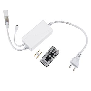 70646 Single Color Dimmer με Ασύρματο Χειριστήριο IR – Μεταλλάκτης Τροφοδοσίας AC/DC 230V IP20 για TUBE 360° Degree Neon Flex LED Μονόχρωμη 2 Pin Max 1500W – Έως 100 Μέτρα