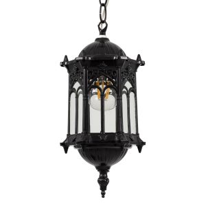 DARCY 00655 Vintage Κρεμαστό Φωτιστικό Πλέγμα Μονόφωτο 1 x E27 IP20 Μαύρο Μέταλλο με Διάφανο Γυαλί – Μ15.5 x Π15.5 x Υ32.5cm