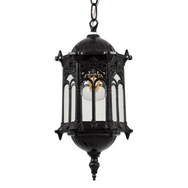 DARCY 00655 Vintage Κρεμαστό Φωτιστικό Πλέγμα Μονόφωτο 1 x E27 IP20 Μαύρο Μέταλλο με Διάφανο Γυαλί - Μ15.5 x Π15.5 x Υ32.5cm