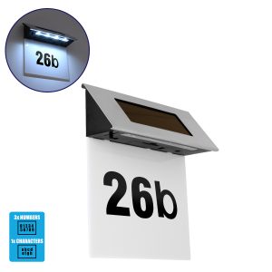 71485 Αυτόνομο Ηλιακό Φωτιστικό LED SMD 1W 40lm με Ενσωματωμένη Μπαταρία 600mAh – Φωτοβολταϊκό Πάνελ με Αισθητήρα Ημέρας-Νύχτας για Αρίθμηση Διεύθυνσης Δρόμου Αδιάβροχο IP65 Ψυχρό Λευκό 6000K
