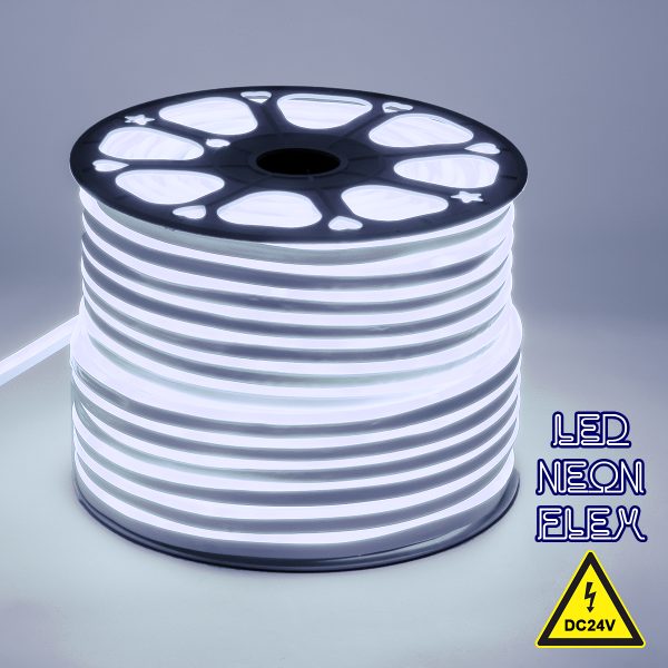 70560 OVALE 120° Degree Neon Flex Epistar LED SMD 2835 1m 12W/m 120LED/m 1200lm/m 120° DC 24V Αδιάβροχη IP68 Ψυχρό Λευκό 6000K Dimmable