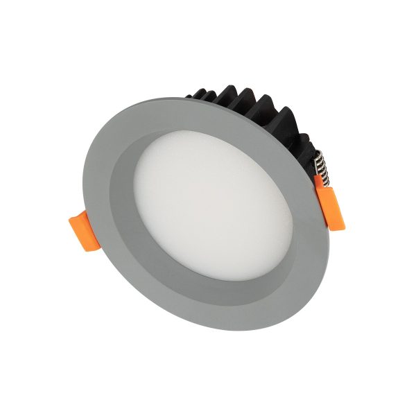 WATERA 60986 Χωνευτό Downlight Σποτ Panel LED 12W 1500lm 120° AC 220-240V Αδιάβροχο IP54 Ρυθμιζόμενο Λευκό CCT με Διακόπτη στο Σώμα 2700K/4500K/6000K Dimmable - Lumileds SMD Chip & TÜV SÜD Driver - Γκρι Ανθρακί Ματ - Μ10.8 x Π10.8 x Υ3.2cm / Q9cm - 3