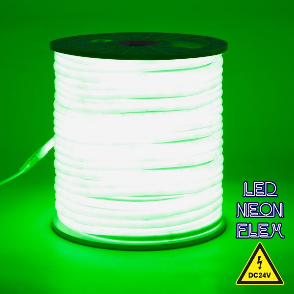 70584 TUBE 360° Degree Neon Flex Epistar LED SMD 2835 1m 12W/m 120LED/m 840lm/m 360° DC 24V Αδιάβροχη IP68 Πράσινο Dimmable