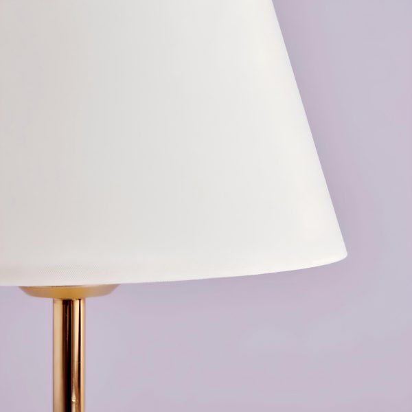 GLOSSY 204-0071 Μοντέρνο Eπιτραπέζιο Φωτιστικό Πορτατίφ Μονόφωτο 1 x E27 IP20 Χρυσό Μέταλλο με Λευκό Ύφασμα - Μ22 x Π22 x Υ37cm
