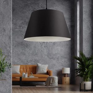 TRIANGLE 204-0088 Μοντέρνο Κρεμαστό Φωτιστικό Kαπέλο Μονόφωτο 1 x E27 IP20 Μαύρο Ύφασμα – Μ37 x Π37 x Υ70cm