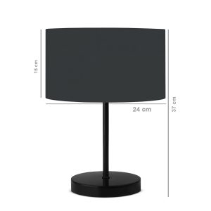 LARA 204-0076 Μοντέρνο Eπιτραπέζιο Φωτιστικό Πορτατίφ Μονόφωτο 1 x E27 IP20 Μαύρο Μέταλλο με Μαύρο Ύφασμα – Μ24 x Π24 x Υ35cm