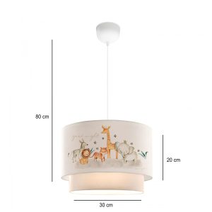 GIRAFFE 204-0007 Παιδικό Κρεμαστό Φωτιστικό Φιγούρα Μονόφωτο 1 x E27 IP20 Λευκό Ύφασμα – Μ30 x Π30 x Υ70cm