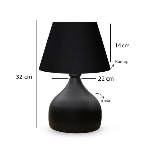 PYRAMID 204-0058 Μοντέρνο Eπιτραπέζιο Φωτιστικό Πορτατίφ Μονόφωτο 1 x E27 IP20 Μαύρο Μέταλλο με Μαύρο Ύφασμα – Μ22 x Π22 x Υ30cm
