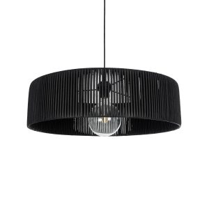 KYCLOS 203-0046 Boho Κρεμαστό Φωτιστικό Καπέλο Μονόφωτο 1 x E27 IP20 Μαύρο Rattan – M55 x Π55 x Υ20cm