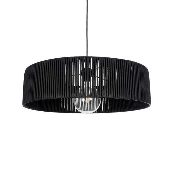 KYCLOS 203-0046 Boho Κρεμαστό Φωτιστικό Καπέλο Μονόφωτο 1 x E27 IP20 Μαύρο Rattan - M55 x Π55 x Υ20cm